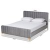 Baxton Studio Nami Modern Glam and Luxe Light Grey Velvet Fabric and Gold Finished Queen Size Platform Bed 174-11182-Zoro